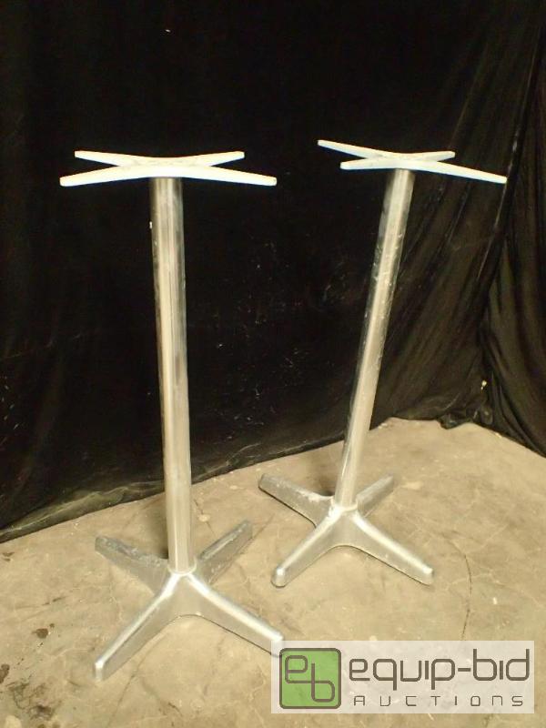 lot 3053 image: (2) Metal Bar Height Tables Without Tops