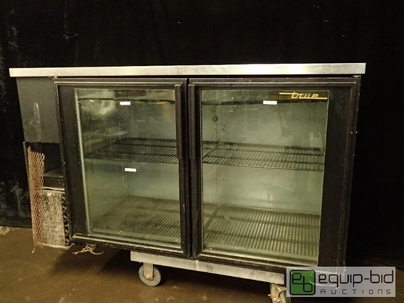 lot 3056 image: True TBB-24-60G-SD-LD Black Glass Door Back Bar Cooler