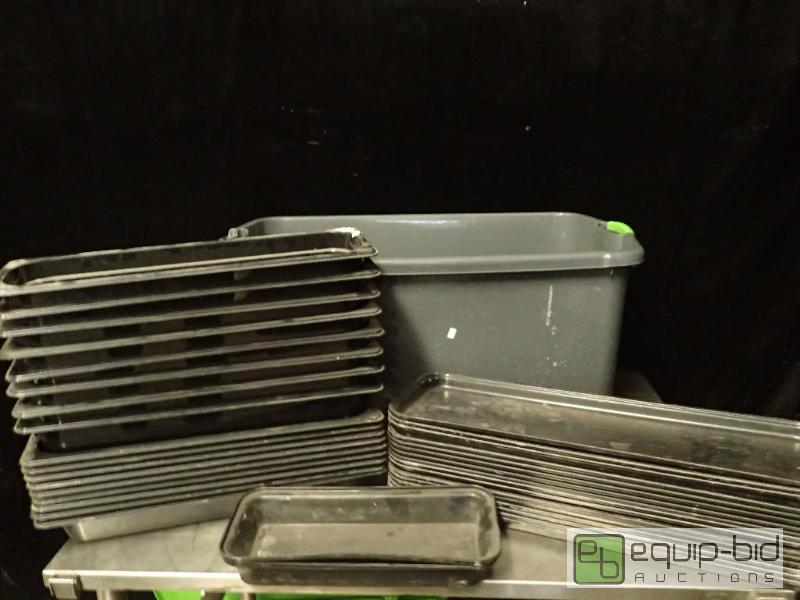 lot 3106 image: Large Tote of Full Size Dough Sheet Pans and Plastic Inserts