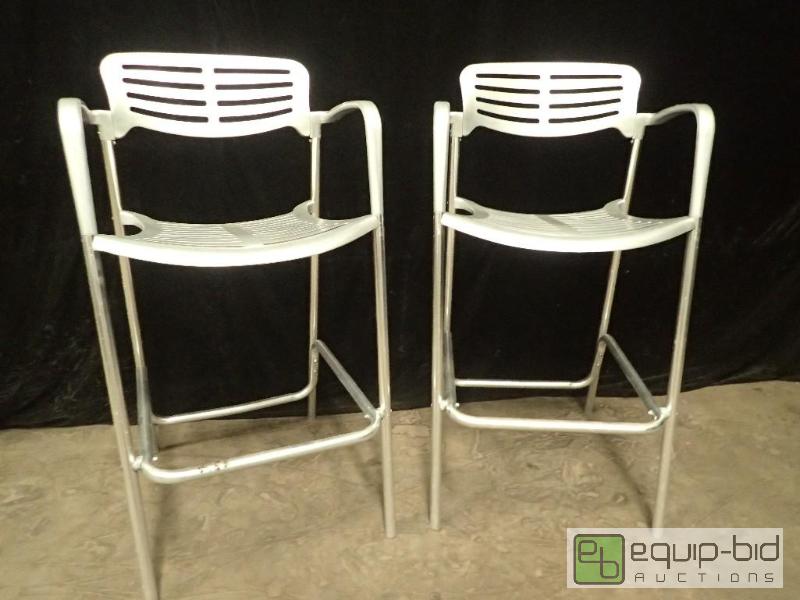 lot 3117 image: (2) Aluminum Bar Height Chairs