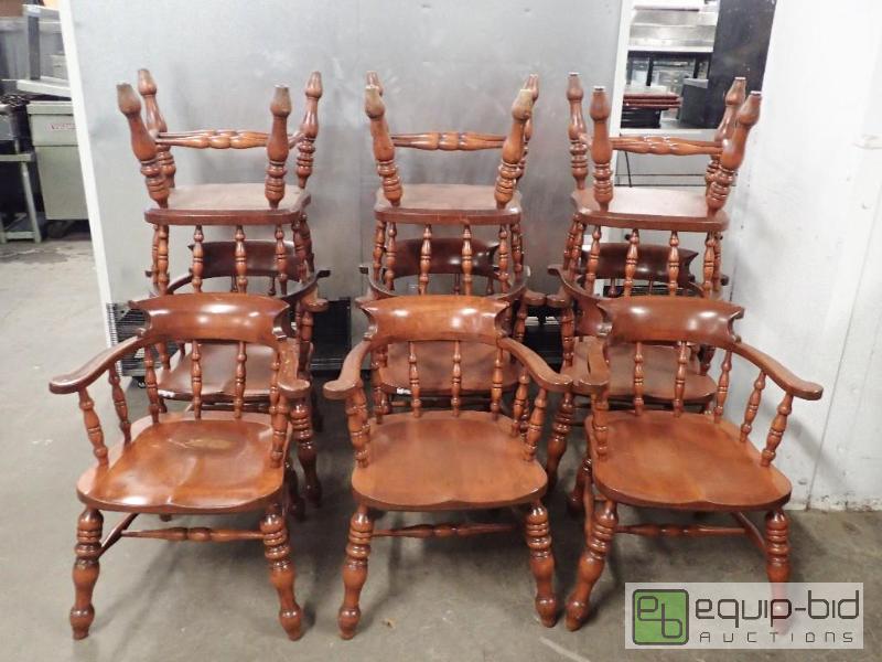 lot 3126 image: (9) Wooden Chairs with Arm Rests
