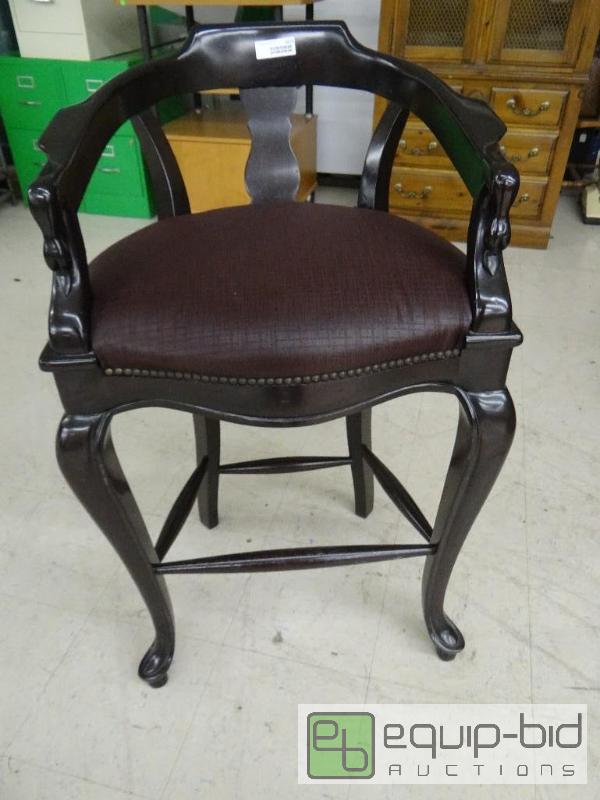 lot 1573 image: Very elegant&nbspdark wood padded bar stool ...