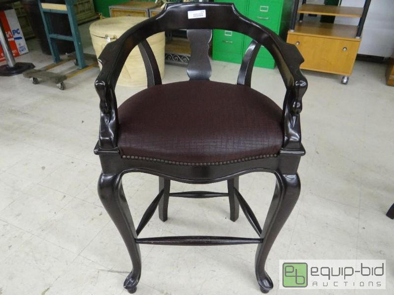 lot 1574 image: Very elegant dark wood padded bar stool with ...