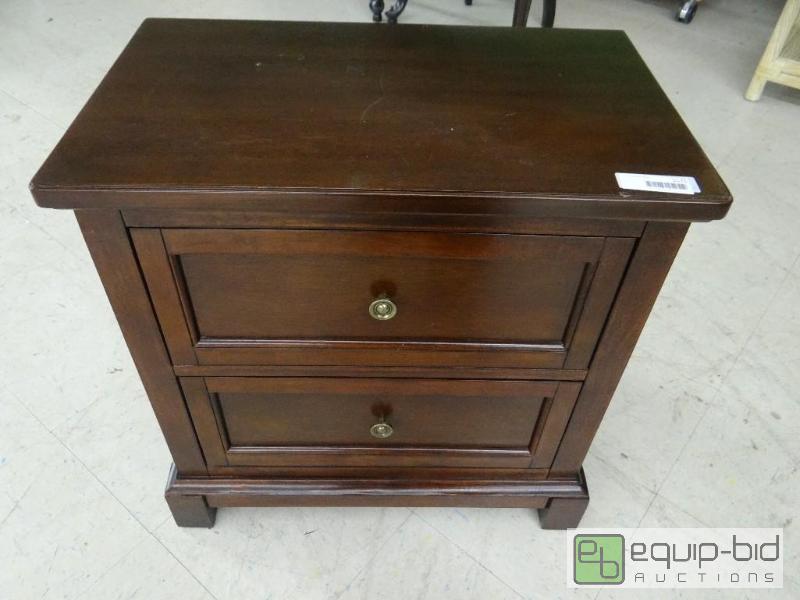 lot 1576 image: Nice dark wood 2 drawer night stand....