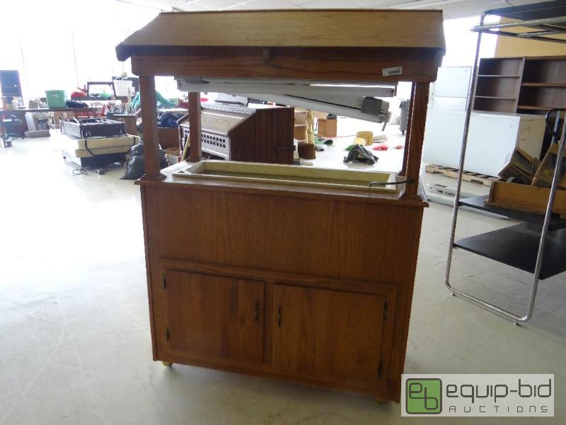 lot 1611 image: Oak plant station with lighting on wheels.  T...