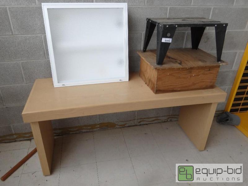 lot 1614 image: Wood table, router stand and light fixture....