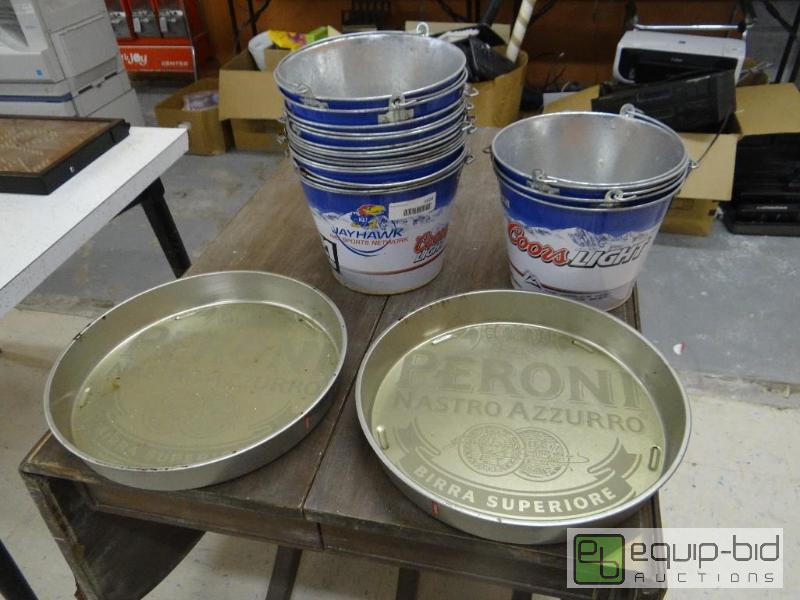 lot 1624 image: Lot of 13 Coors light beer buckets and 2 Pero...