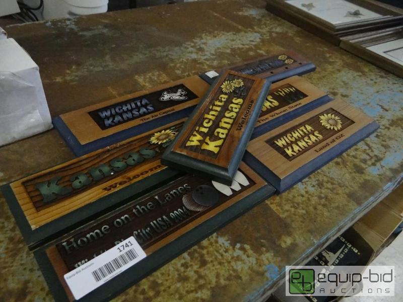 lot 1741 image: 7 wood wall plaques and 6 picture frames....
