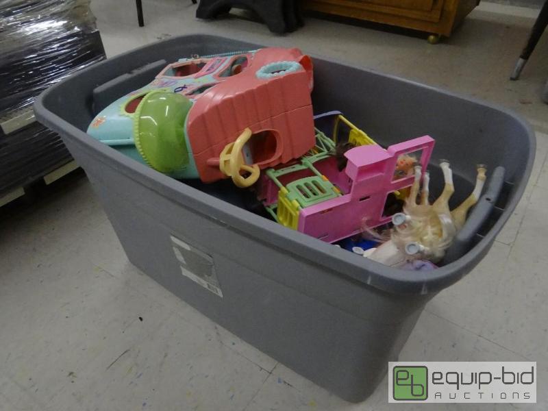 lot 1744 image: Large tote full of various kids toys....