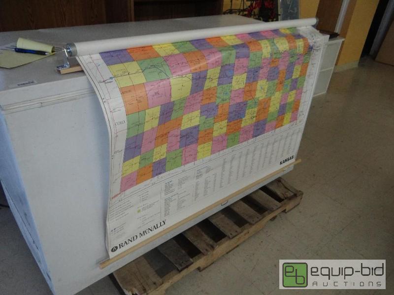 lot 1748 image: School house style pull down Kansas map....