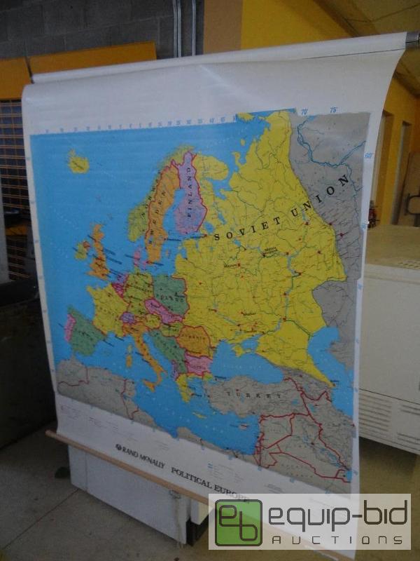 lot 1749 image: School house style pull down Europe map....