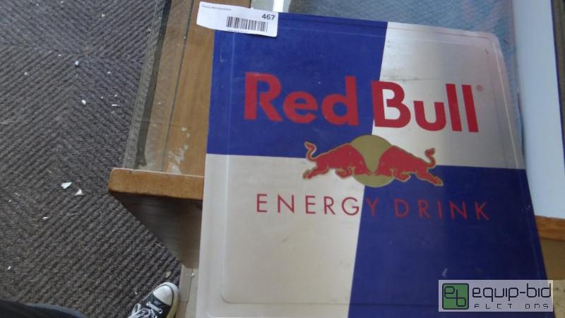 lot 467 image: Red Bull metal sign-10&quot x 10&quot and R...