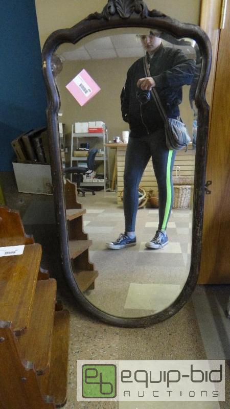 lot 496 image: Large wood framed mirror- 20&quot x 44&quot...