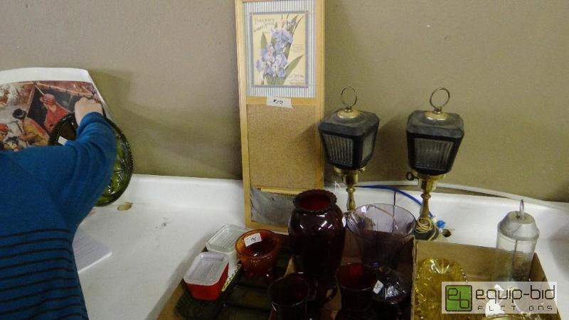 lot 549 image: Lot of various glassware, pair of old lamps, ...