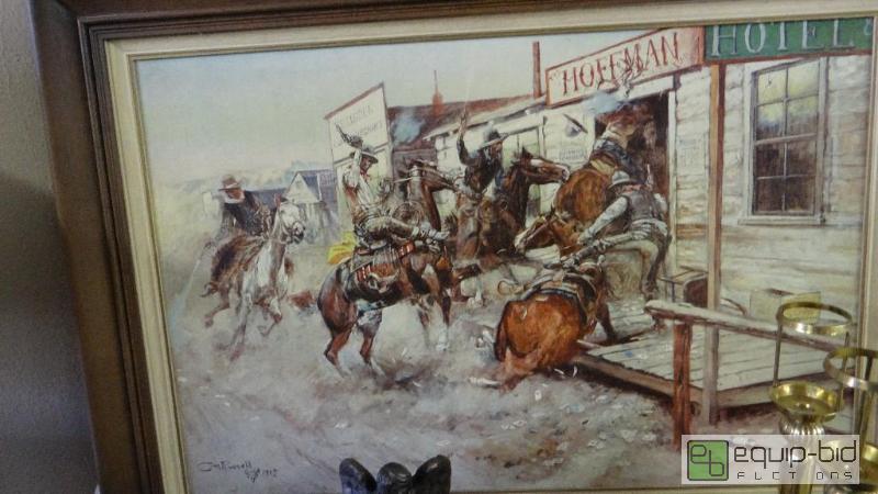 lot 550 image: CM. Russell framed print, depression swirl pl...