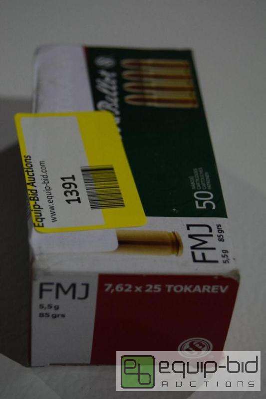 lot 1391 image: 50 rounds of 7.62x25 Tokarev...
