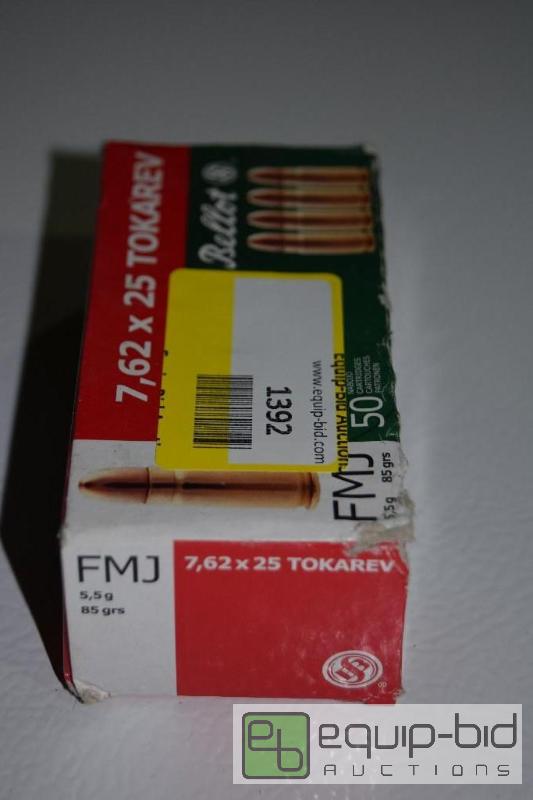 lot 1392 image: 50 rounds of 7.62x25 Tokarev...