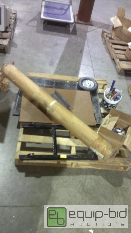 lot 1592 image: Canvas in a roll metal door various hardware...