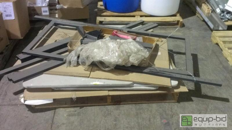 lot 1598 image: Corner Desk tops&nbsp Metal frame and hardwa...