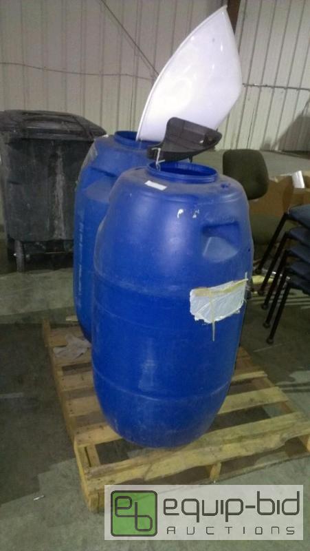 lot 1603 image: 2 qty large blue barrels plastic...