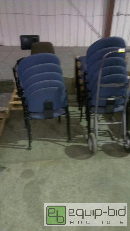 lot 1605 image: 11 qty stackable blue chairs&nbsp With chair...