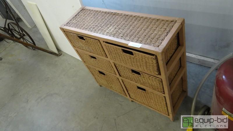 lot 1040 image: 6 Drawer Wicker Storage Unit