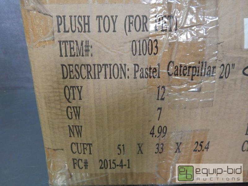 lot 2756 image: Box of Patchwork Caterpillar Pet Toys