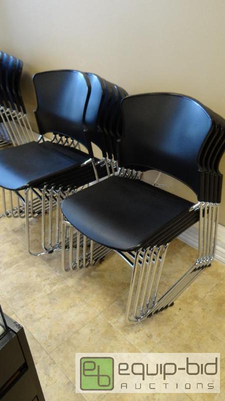 lot 163 image: Lot of 2 Black Metal Base Chairs