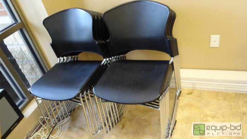 lot 164 image: Lot of 2 Black Metal Base Chairs