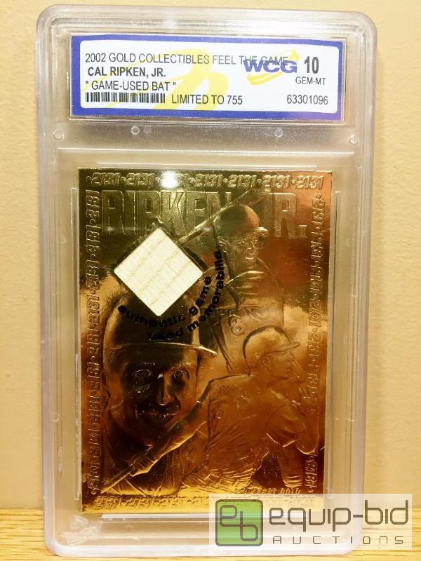 CAL RIPKEN JR 2002 Game Used Bat 23KT Gold Card Limited #/755 Graded GEM  MINT 10 - GRADED VALUE $150 | AMAZING SPORTS CARD & COLLECTIBLES AUCTION - GRADED  CARDS - AUTOGRAPHS -