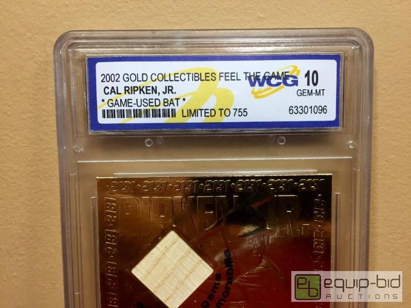CAL RIPKEN JR 2002 Game Used Bat 23KT Gold Card Limited #/755 Graded GEM MINT 10 