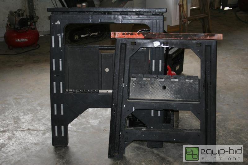 lot 2034 image: 2 plastic sawhorses 33&quot &amp 37&quot...