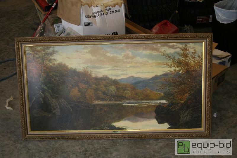 lot 2039 image: Old picture and frame 29x52 Enchanted glade...