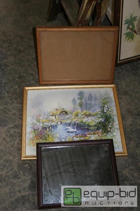 lot 2042 image: 3 total. mirror 12x16, woodframe 13x17, pictu...