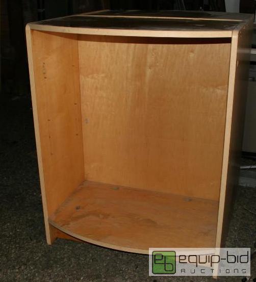 lot 2054 image: Double sided display case, wood, 4 tall 4 d...