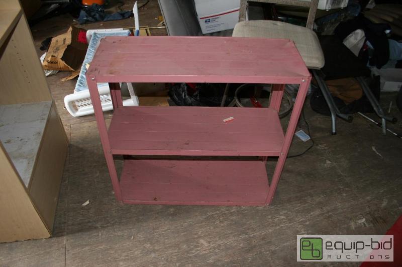 lot 2056 image: Pink metal shelf 29&quot tall 30&quot long ...