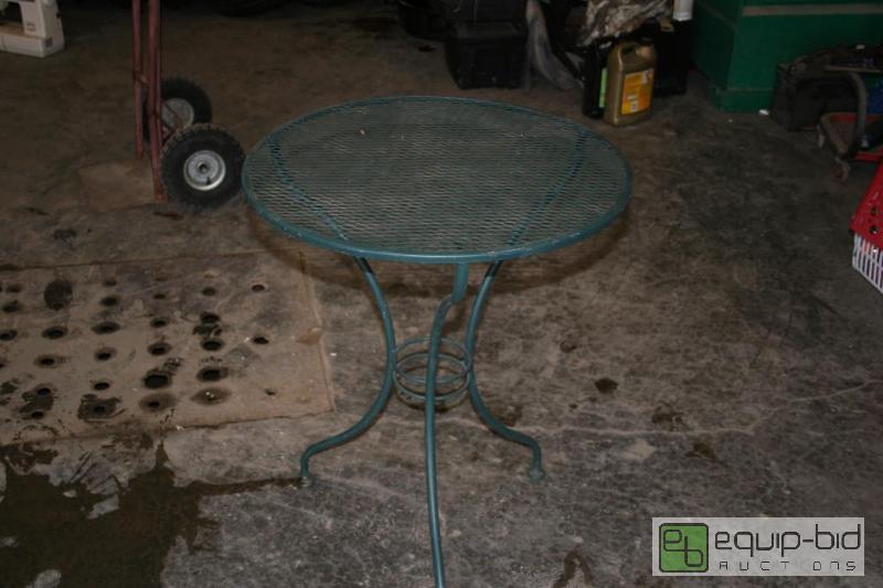 lot 2060 image: Green metal table 29&quot tall...