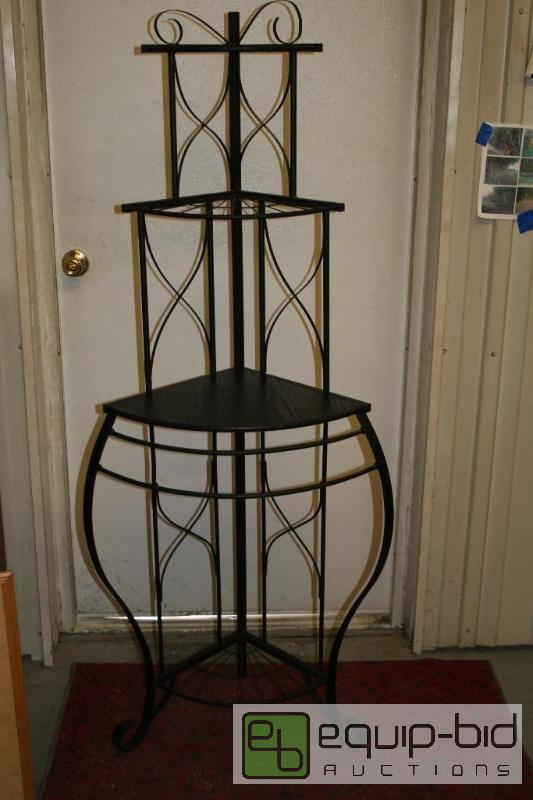 lot 2074 image: Black corner shelf.&nbsp 64&quot tall...