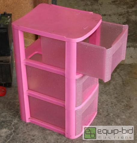 lot 2089 image: Pink plastic storage bin 25&quot tall...