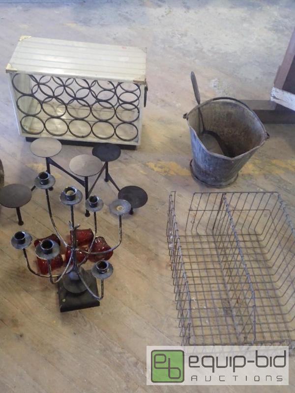 lot 2726 image: Large Lot of Misc Wine Bottle Box W Racks Bucket And More