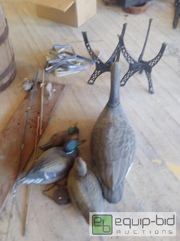 lot 2730 image: Large Lot of Misc Ducks Fishing Rod And Stands