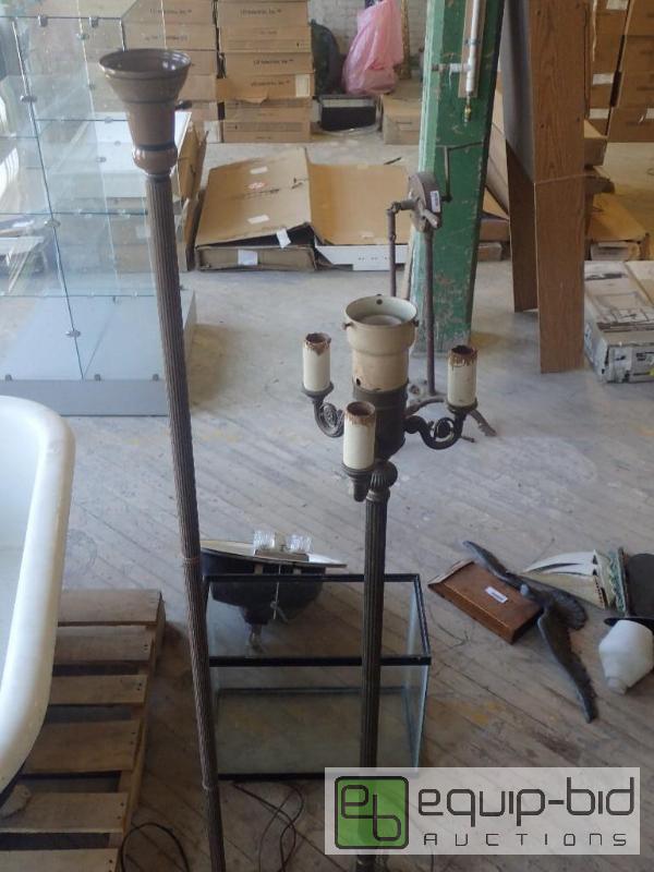 lot 2735 image: Vintage Standing Lamps w Fish Tank and Sink