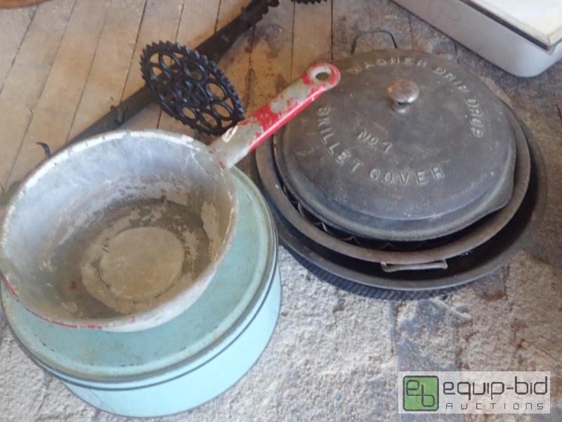 lot 2738 image: Cast Skillets Wall Hung Mirror