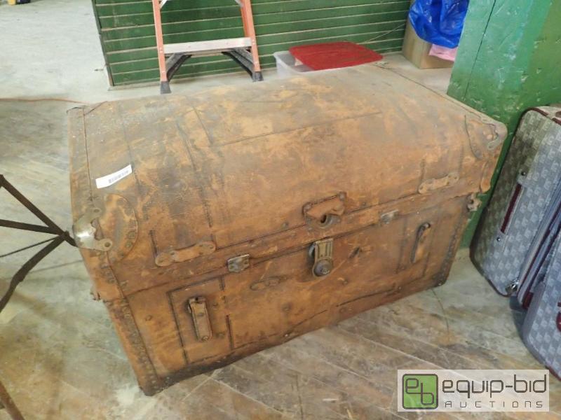 lot 2752 image: Leather Covered Antique Storage Chest