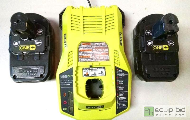 lot 4049 image: Ryobi intelliport charger and 2 batteries,cha...