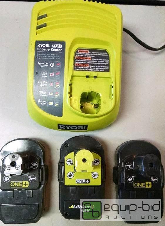 lot 4050 image: Ryobi charger and 3 batterys, charger model p...