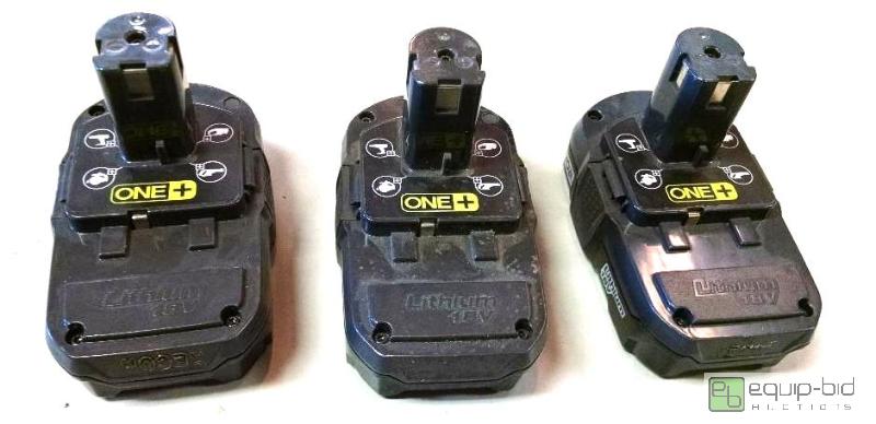 lot 4051 image: Qnty 3 ryobi batteries 18 volt li-ion one ba...