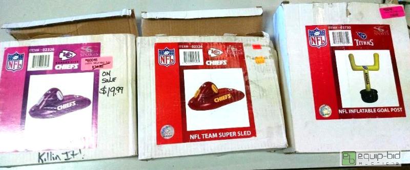 lot 4072 image: 3 NFL inflateables,includes, 2 inflateable Ch...