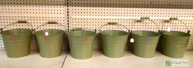 lot 4163 image: Qnty 6 decorative metal buckets 9 inch...