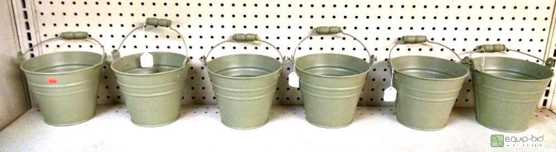 lot 4167 image: Qnty 6 decorative metal buckets 6 inch...